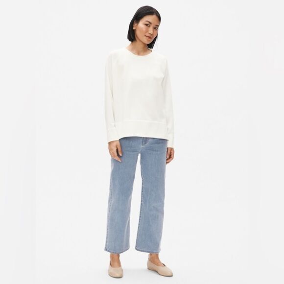 Eileen Fisher NWT Flex Tencel Ponte Round Neck Top in Ivory Size XL - Picture 2 of 3